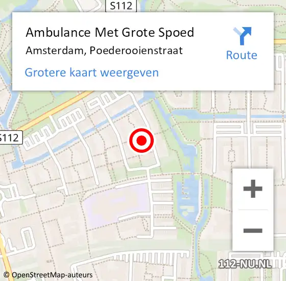 Locatie op kaart van de 112 melding: Ambulance Met Grote Spoed Naar Amsterdam-Zuidoost, Poederooienstraat op 30 juli 2022 03:37