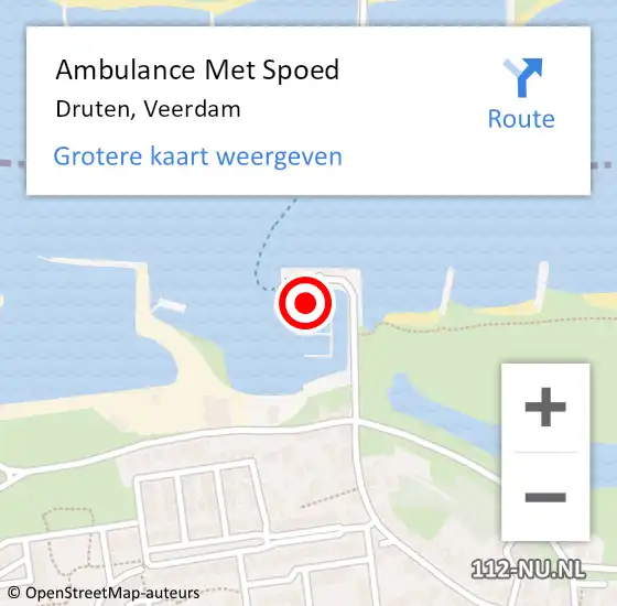 Locatie op kaart van de 112 melding: Ambulance Met Spoed Naar Druten, Veerdam op 30 juli 2022 03:46