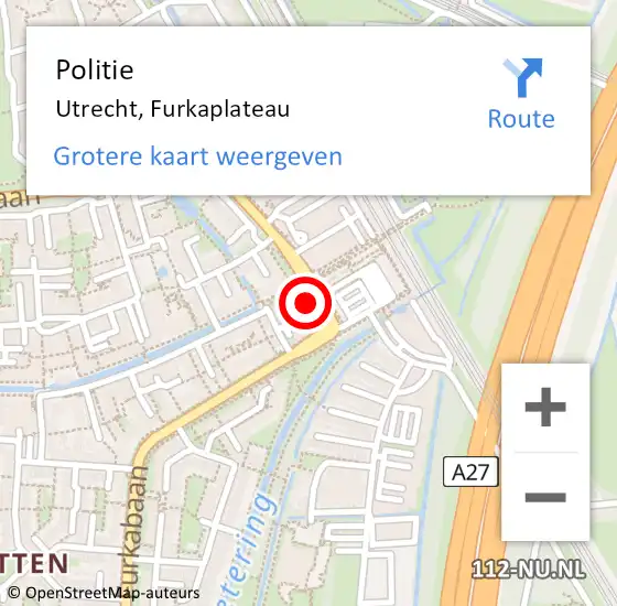 Locatie op kaart van de 112 melding: Politie Utrecht, Furkaplateau op 30 juli 2022 04:48