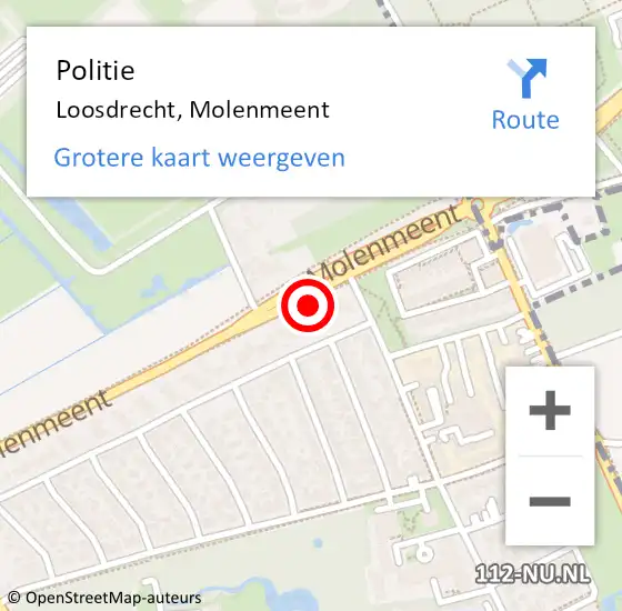 Locatie op kaart van de 112 melding: Politie Loosdrecht, Molenmeent op 30 juli 2022 06:07