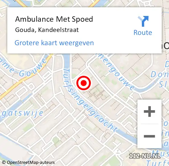 Locatie op kaart van de 112 melding: Ambulance Met Spoed Naar Gouda, Kandeelstraat op 30 juli 2022 06:44