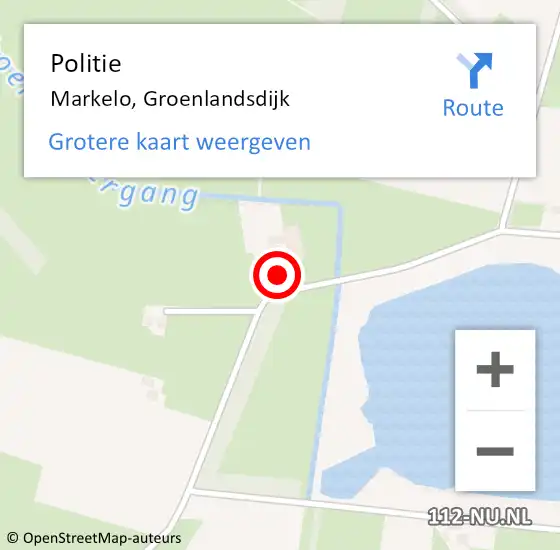 Locatie op kaart van de 112 melding: Politie Markelo, Groenlandsdijk op 30 juli 2022 06:56