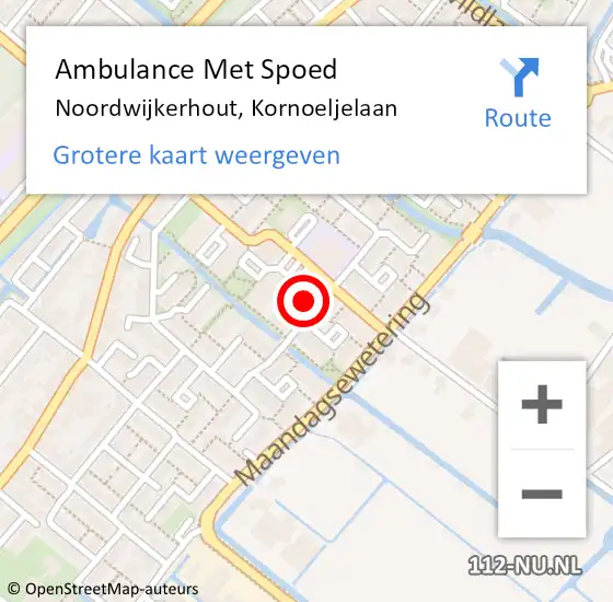 Locatie op kaart van de 112 melding: Ambulance Met Spoed Naar Noordwijkerhout, Kornoeljelaan op 30 juli 2022 07:33