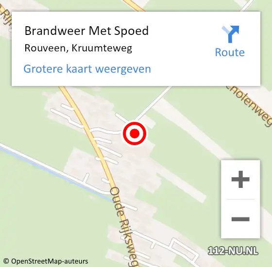 Locatie op kaart van de 112 melding: Brandweer Met Spoed Naar Rouveen, Kruumteweg op 30 juli 2022 08:36