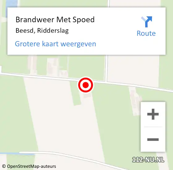 Locatie op kaart van de 112 melding: Brandweer Met Spoed Naar Beesd, Ridderslag op 30 juli 2022 08:42