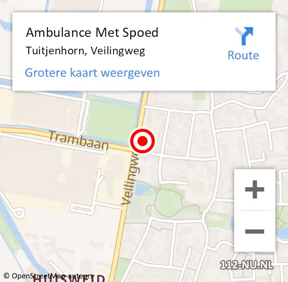 Locatie op kaart van de 112 melding: Ambulance Met Spoed Naar Tuitjenhorn, Veilingweg op 30 juli 2022 08:50