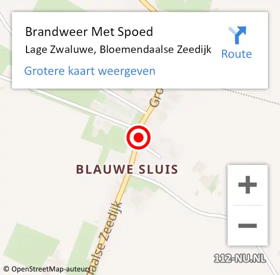 Locatie op kaart van de 112 melding: Brandweer Met Spoed Naar Lage Zwaluwe, Bloemendaalse Zeedijk op 30 juli 2022 08:52