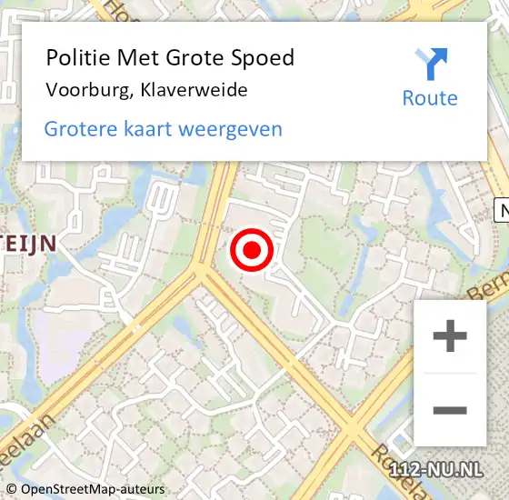 Locatie op kaart van de 112 melding: Politie Met Grote Spoed Naar Voorburg, Klaverweide op 30 juli 2022 09:02