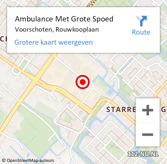 Locatie op kaart van de 112 melding: Ambulance Met Grote Spoed Naar Voorschoten, Rouwkooplaan op 30 juli 2022 09:21