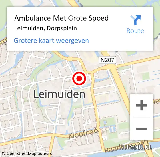 Locatie op kaart van de 112 melding: Ambulance Met Grote Spoed Naar Leimuiden, Dorpsplein op 30 juli 2022 09:33