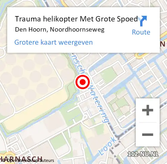 Locatie op kaart van de 112 melding: Trauma helikopter Met Grote Spoed Naar Den Hoorn, Noordhoornseweg op 30 juli 2022 10:08
