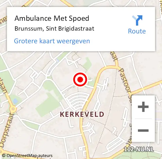 Locatie op kaart van de 112 melding: Ambulance Met Spoed Naar Brunssum, Sint Brigidastraat op 24 juli 2014 19:02