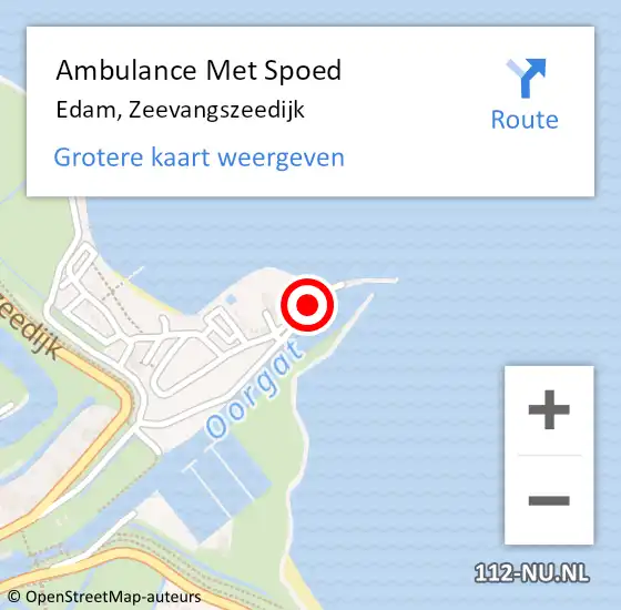 Locatie op kaart van de 112 melding: Ambulance Met Spoed Naar Edam, Zeevangszeedijk op 30 juli 2022 11:10