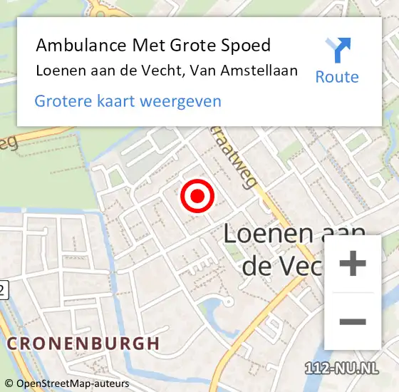 Locatie op kaart van de 112 melding: Ambulance Met Grote Spoed Naar Loenen aan de Vecht, Van Amstellaan op 30 juli 2022 11:21