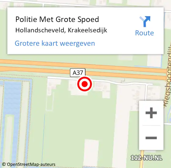 Locatie op kaart van de 112 melding: Politie Met Grote Spoed Naar Hollandscheveld, Krakeelsedijk op 30 juli 2022 11:22