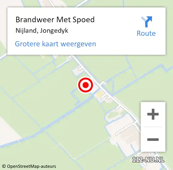 Locatie op kaart van de 112 melding: Brandweer Met Spoed Naar Nijland, Jongedyk op 30 juli 2022 11:44