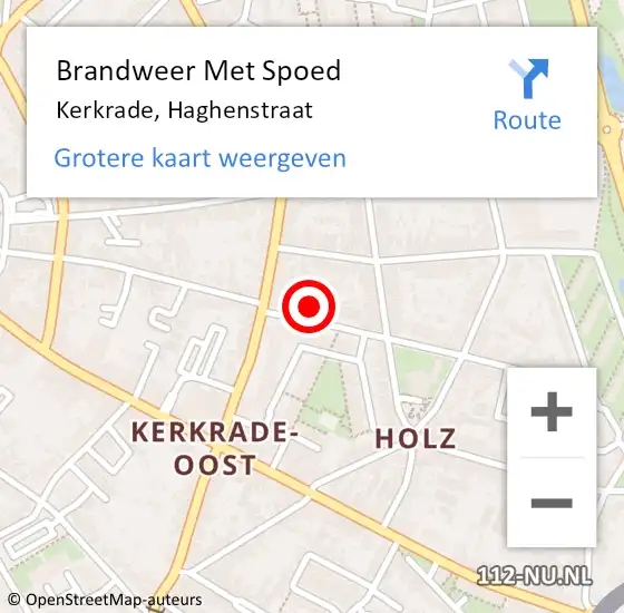 Locatie op kaart van de 112 melding: Brandweer Met Spoed Naar Kerkrade, Haghenstraat op 30 juli 2022 11:54