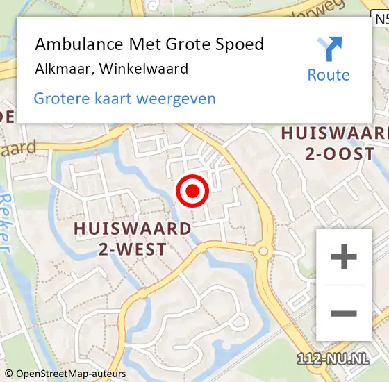 Locatie op kaart van de 112 melding: Ambulance Met Grote Spoed Naar Alkmaar, Winkelwaard op 30 juli 2022 11:56