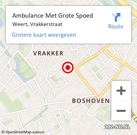 Locatie op kaart van de 112 melding: Ambulance Met Grote Spoed Naar Weert, Vrakkerstraat op 30 juli 2022 12:05