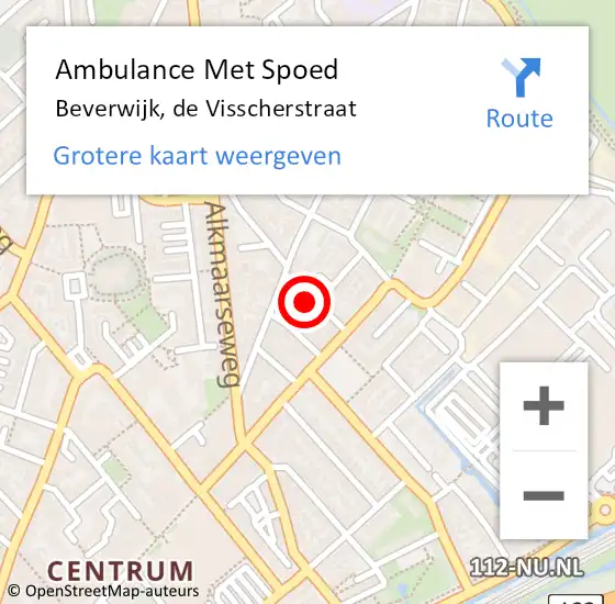 Locatie op kaart van de 112 melding: Ambulance Met Spoed Naar Beverwijk, de Visscherstraat op 30 juli 2022 12:20