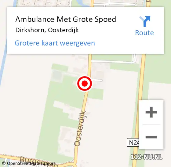 Locatie op kaart van de 112 melding: Ambulance Met Grote Spoed Naar Dirkshorn, Oosterdijk op 30 juli 2022 12:27