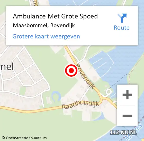 Locatie op kaart van de 112 melding: Ambulance Met Grote Spoed Naar Maasbommel, Bovendijk op 30 juli 2022 12:43