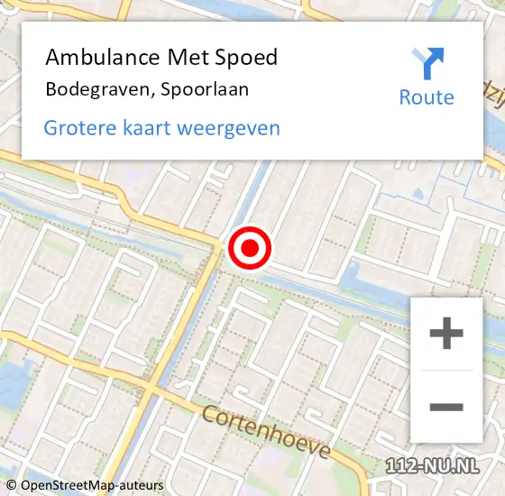 Locatie op kaart van de 112 melding: Ambulance Met Spoed Naar Bodegraven, Spoorlaan op 30 juli 2022 12:44