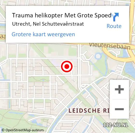 Locatie op kaart van de 112 melding: Trauma helikopter Met Grote Spoed Naar Utrecht, Nel Schuttevaêrstraat op 30 juli 2022 13:08