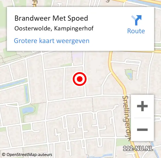 Locatie op kaart van de 112 melding: Brandweer Met Spoed Naar Oosterwolde, Kampingerhof op 30 juli 2022 13:10