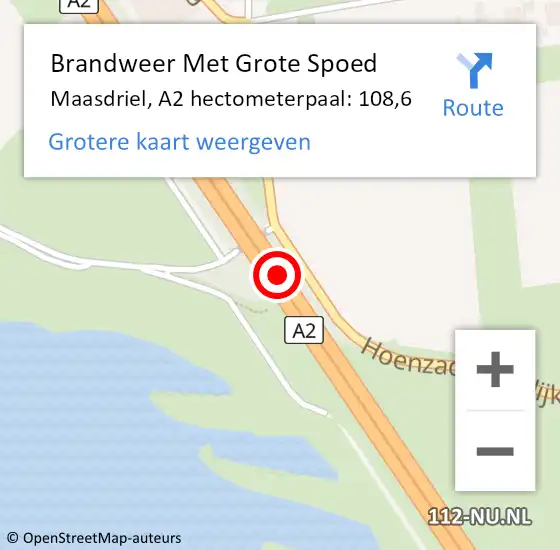 Locatie op kaart van de 112 melding: Brandweer Met Grote Spoed Naar Maasdriel, A2 hectometerpaal: 108,6 op 30 juli 2022 13:21