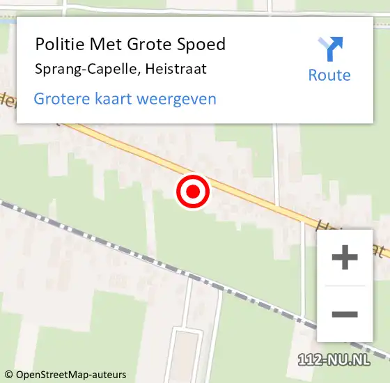Locatie op kaart van de 112 melding: Politie Met Grote Spoed Naar Sprang-Capelle, Heistraat op 30 juli 2022 14:01