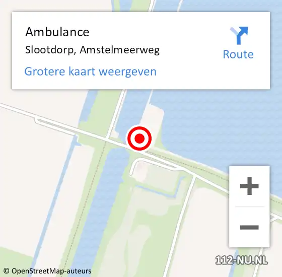 Locatie op kaart van de 112 melding: Ambulance Slootdorp, Amstelmeerweg op 30 juli 2022 14:01