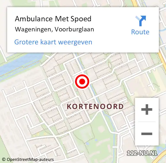 Locatie op kaart van de 112 melding: Ambulance Met Spoed Naar Wageningen, Voorburglaan op 30 juli 2022 14:06