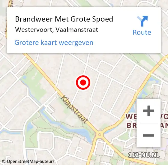 Locatie op kaart van de 112 melding: Brandweer Met Grote Spoed Naar Westervoort, Vaalmanstraat op 30 juli 2022 14:09