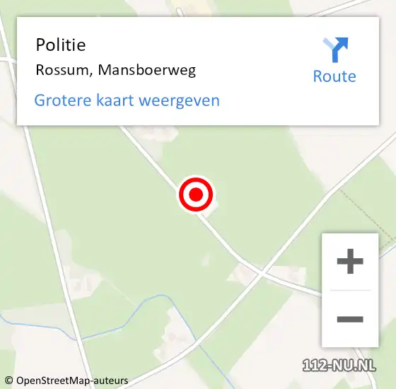 Locatie op kaart van de 112 melding: Politie Rossum, Mansboerweg op 30 juli 2022 14:14
