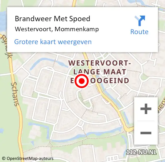 Locatie op kaart van de 112 melding: Brandweer Met Spoed Naar Westervoort, Mommenkamp op 30 juli 2022 14:15