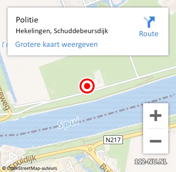 Locatie op kaart van de 112 melding: Politie Hekelingen, Schuddebeursdijk op 30 juli 2022 14:17