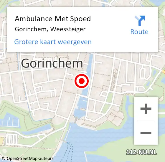 Locatie op kaart van de 112 melding: Ambulance Met Spoed Naar Gorinchem, Weessteiger op 30 juli 2022 14:25