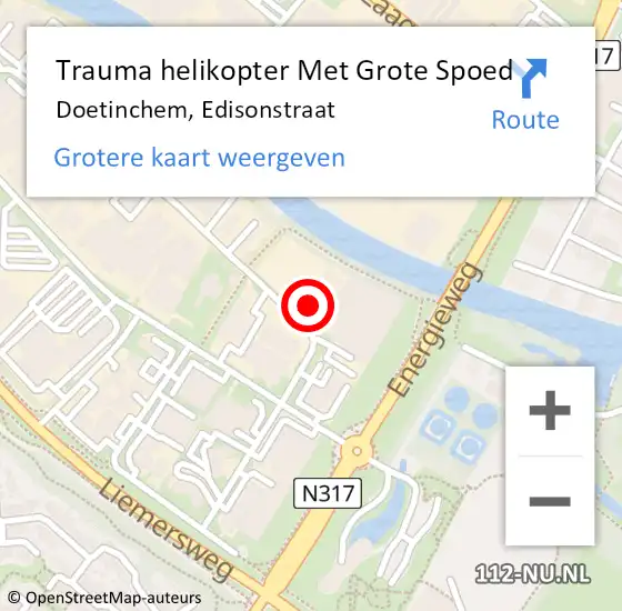 Locatie op kaart van de 112 melding: Trauma helikopter Met Grote Spoed Naar Doetinchem, Edisonstraat op 30 juli 2022 14:28