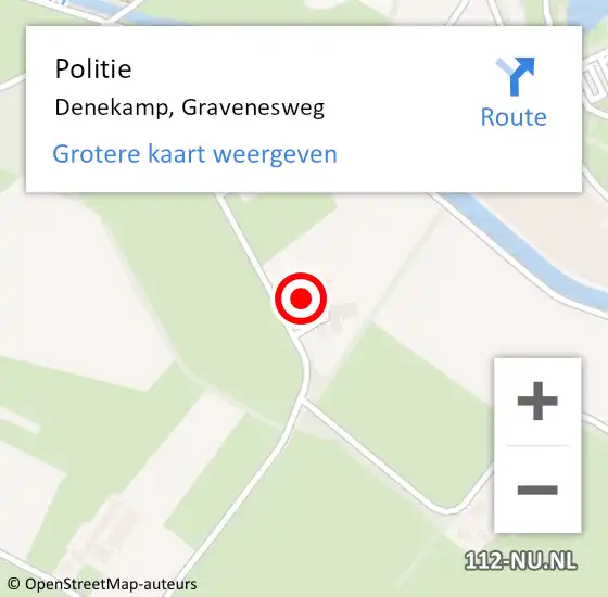 Locatie op kaart van de 112 melding: Politie Denekamp, Gravenesweg op 30 juli 2022 14:34