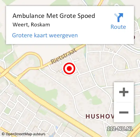 Locatie op kaart van de 112 melding: Ambulance Met Grote Spoed Naar Weert, Roskam op 30 juli 2022 14:35