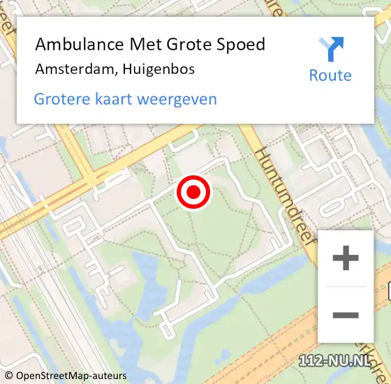 Locatie op kaart van de 112 melding: Ambulance Met Grote Spoed Naar Amsterdam-Zuidoost, Huigenbos op 30 juli 2022 14:37