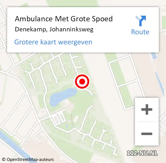 Locatie op kaart van de 112 melding: Ambulance Met Grote Spoed Naar Denekamp, Johanninksweg op 30 juli 2022 14:42