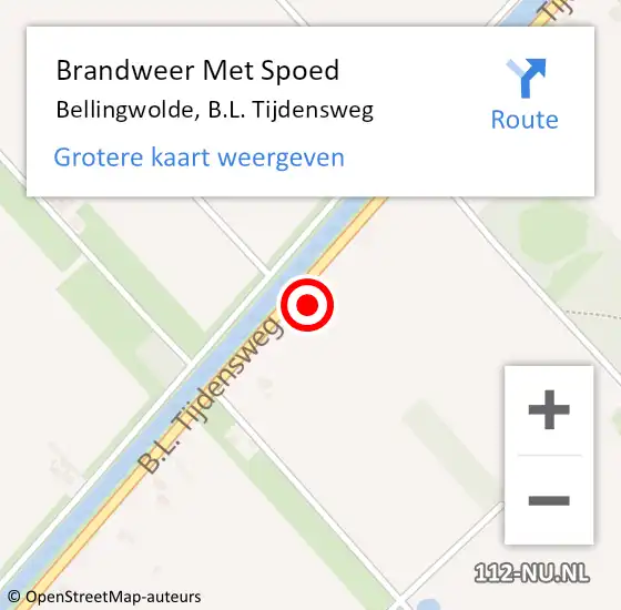 Locatie op kaart van de 112 melding: Brandweer Met Spoed Naar Bellingwolde, B.L. Tijdensweg op 30 juli 2022 14:44