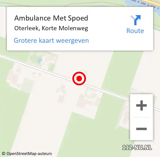 Locatie op kaart van de 112 melding: Ambulance Met Spoed Naar Oterleek, Korte Molenweg op 30 juli 2022 14:48