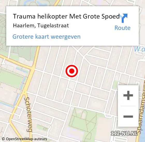 Locatie op kaart van de 112 melding: Trauma helikopter Met Grote Spoed Naar Haarlem, Tugelastraat op 30 juli 2022 14:52