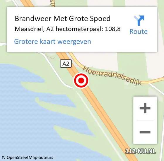 Locatie op kaart van de 112 melding: Brandweer Met Grote Spoed Naar Maasdriel, A2 hectometerpaal: 108,8 op 30 juli 2022 14:57
