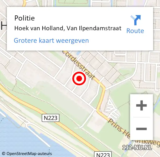 Locatie op kaart van de 112 melding: Politie Hoek van Holland, Van Ilpendamstraat op 30 juli 2022 15:04