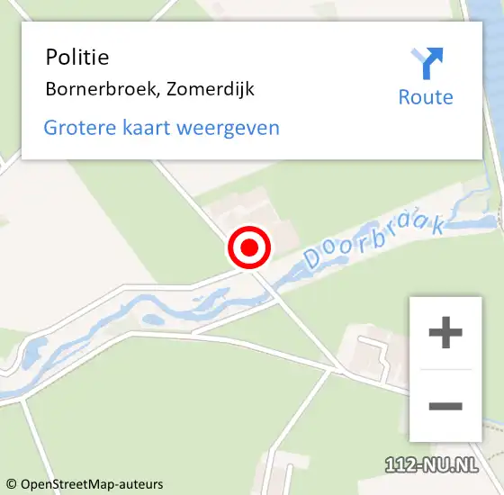Locatie op kaart van de 112 melding: Politie Bornerbroek, Zomerdijk op 30 juli 2022 15:16