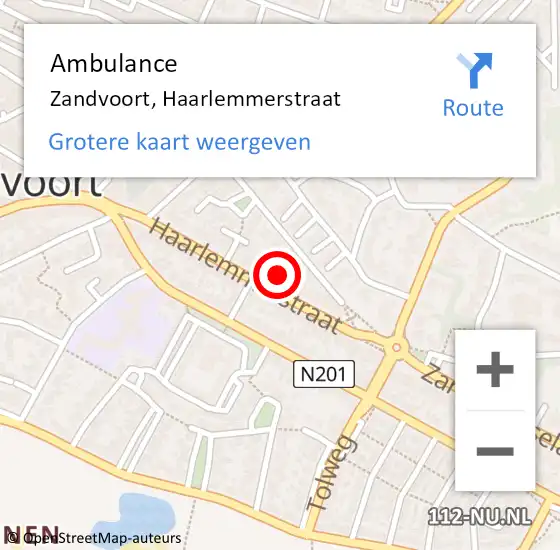 Locatie op kaart van de 112 melding: Ambulance Zandvoort, Haarlemmerstraat op 30 juli 2022 15:37